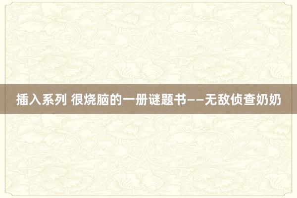 插入系列 很烧脑的一册谜题书——无敌侦查奶奶