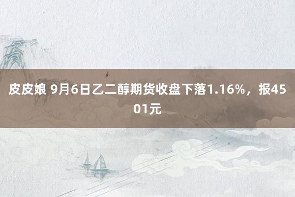 皮皮娘 9月6日乙二醇期货收盘下落1.16%，报4501元