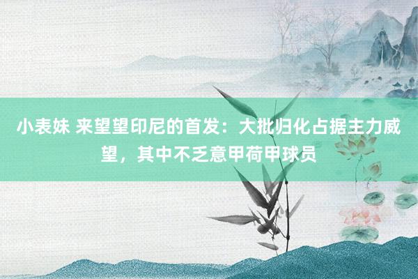 小表妹 来望望印尼的首发：大批归化占据主力威望，其中不乏意甲荷甲球员