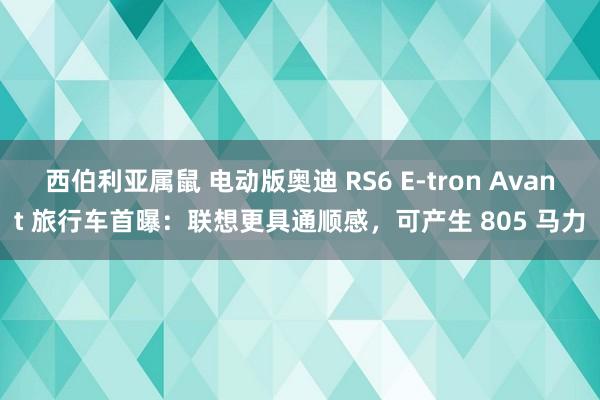 西伯利亚属鼠 电动版奥迪 RS6 E-tron Avant 旅行车首曝：联想更具通顺感，可产生 805 马力