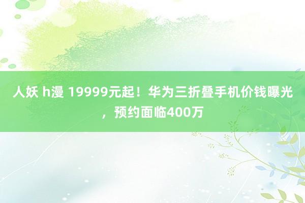 人妖 h漫 19999元起！华为三折叠手机价钱曝光，预约面临400万