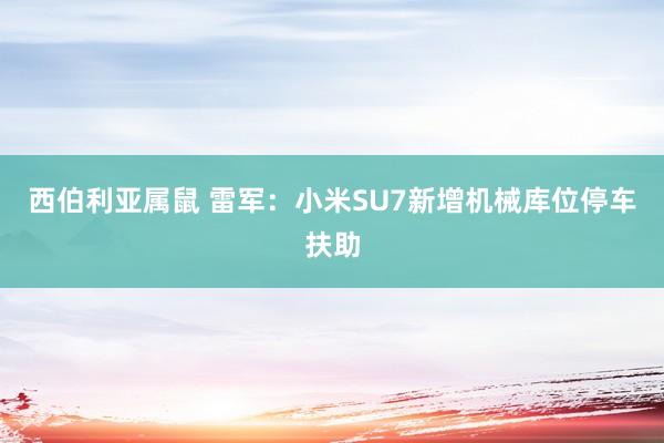 西伯利亚属鼠 雷军：小米SU7新增机械库位停车扶助