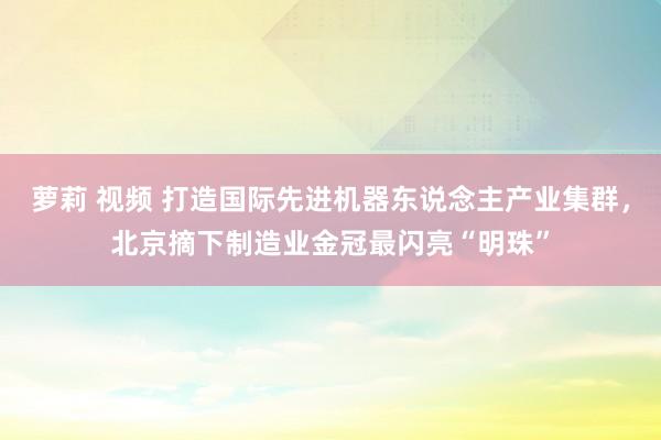 萝莉 视频 打造国际先进机器东说念主产业集群，北京摘下制造业金冠最闪亮“明珠”