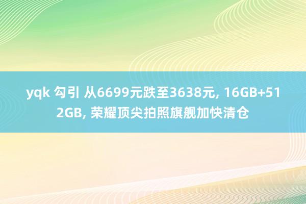 yqk 勾引 从6699元跌至3638元， 16GB+512GB， 荣耀顶尖拍照旗舰加快清仓