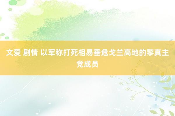 文爱 剧情 以军称打死相易垂危戈兰高地的黎真主党成员