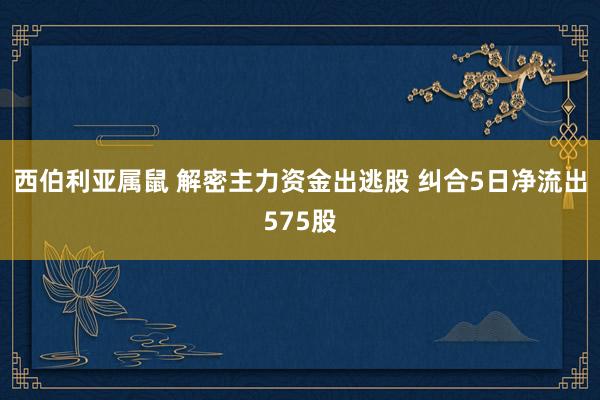 西伯利亚属鼠 解密主力资金出逃股 纠合5日净流出575股