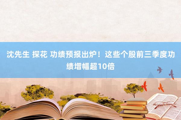 沈先生 探花 功绩预报出炉！这些个股前三季度功绩增幅超10倍