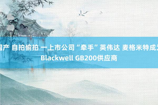 国产 自拍偷拍 一上市公司“牵手”英伟达 麦格米特成为Blackwell GB200供应商