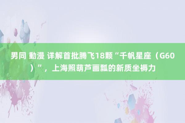 男同 動漫 详解首批腾飞18颗“千帆星座（G60）”，上海照葫芦画瓢的新质坐褥力