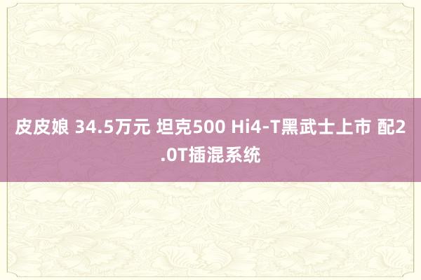 皮皮娘 34.5万元 坦克500 Hi4-T黑武士上市 配2.0T插混系统