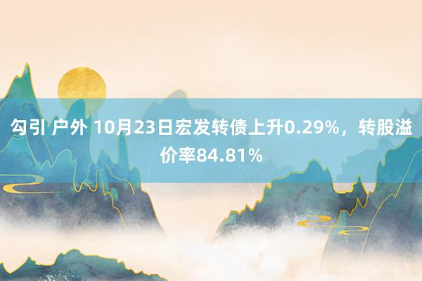 勾引 户外 10月23日宏发转债上升0.29%，转股溢价率84.81%