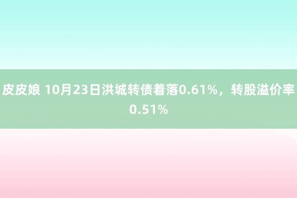 皮皮娘 10月23日洪城转债着落0.61%，转股溢价率0.51%