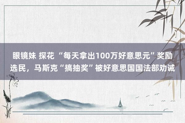 眼镜妹 探花 “每天拿出100万好意思元”奖励选民，马斯克“搞抽奖”被好意思国国法部劝诫