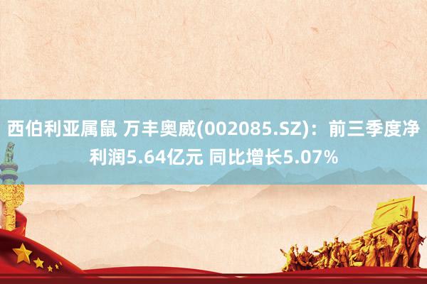 西伯利亚属鼠 万丰奥威(002085.SZ)：前三季度净利润5.64亿元 同比增长5.07%