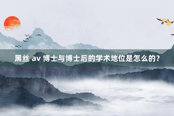 黑丝 av 博士与博士后的学术地位是怎么的？