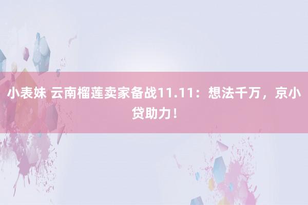 小表妹 云南榴莲卖家备战11.11：想法千万，京小贷助力！