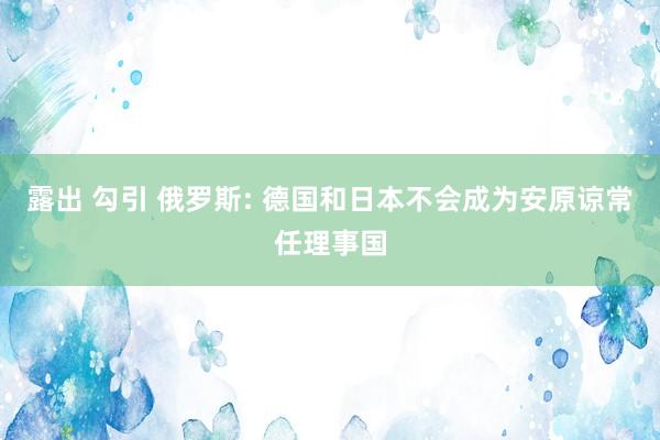 露出 勾引 俄罗斯: 德国和日本不会成为安原谅常任理事国