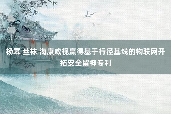 杨幂 丝袜 海康威视赢得基于行径基线的物联网开拓安全留神专利