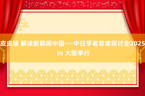 皮皮娘 解读新期间中国——中日学者智库探讨会2025 in 大阪举行