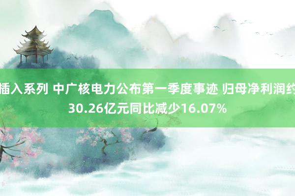 插入系列 中广核电力公布第一季度事迹 归母净利润约30.26亿元同比减少16.07%
